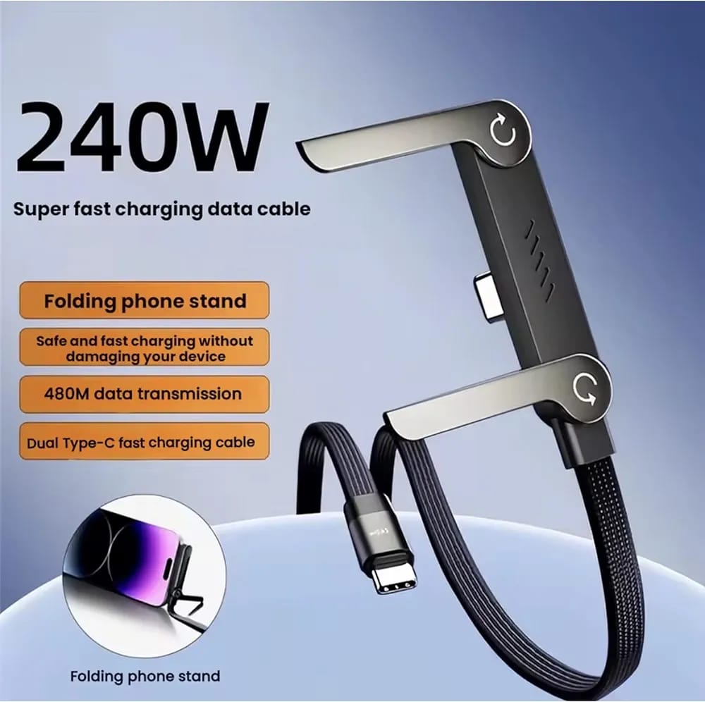 240W USB-C Gaming Charging Cable with Built-In Stand