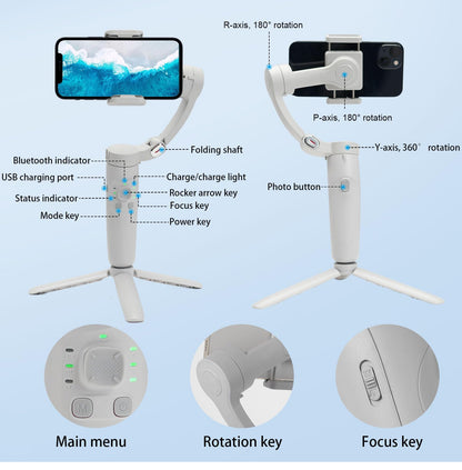 M1 3-Axis Merak One Handheld Smartphone Gimbal Stabilizer (Foldable, One-Key Orientation Switch, Built-in Tripod)